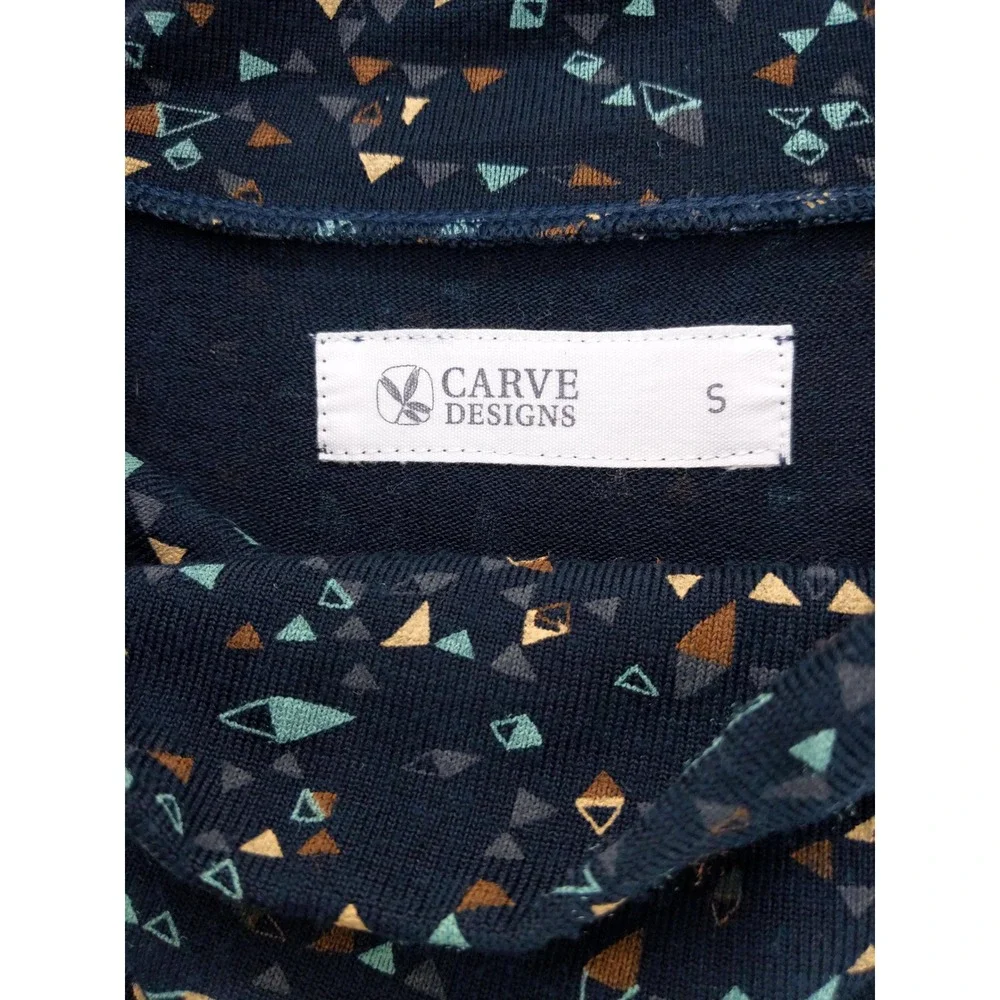 Carve Designs Cowl Neck Dress Women S Navy Geometric‎ Long Sleeve A-Line